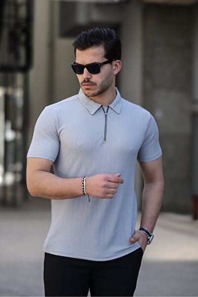 ixir Muška siva polo majica sa patentnim zatvaračem