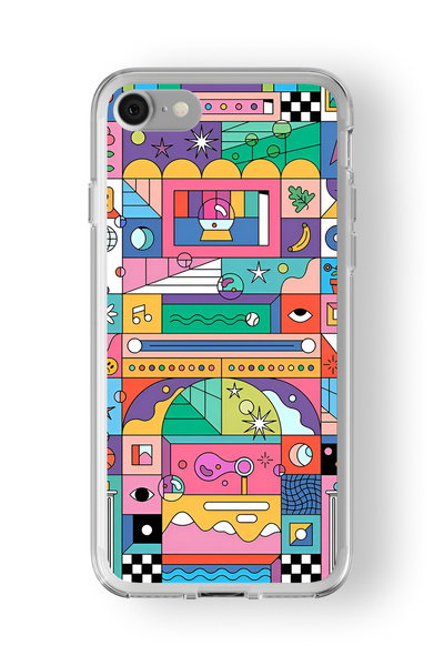 Multitronic حافظة شفافة مطبوعة بتصميم مكعب متوافق مع هاتف Iphone 6 و6s