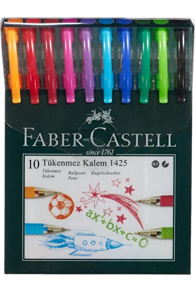 Faber Castell طقم قلم حبر جاف فابر كاستل 1425 برأس إبرة 0.7 ملم 10 ألوان