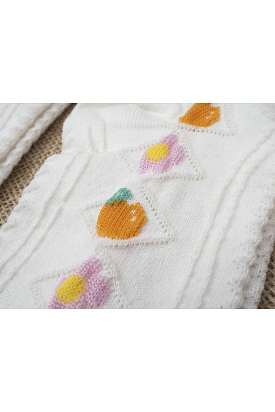 Mudizone 4 Pairs Short Ankle Fruity Embossed Patterned Women's Socks
