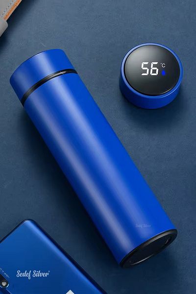 SEDEF SİLVER 450 mL Steel Thermos with Graded Lid - Office, Camping, Student, Small Thermos Cup