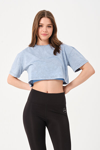 Owut Collection Γυναικείο Crew Neck Blue Washed Crop