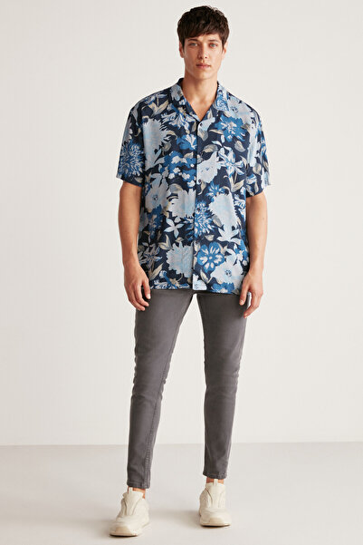 GRIMELANGE Paros férfi mintás Flowy Tiril Tiril szövet nyári tarka ing