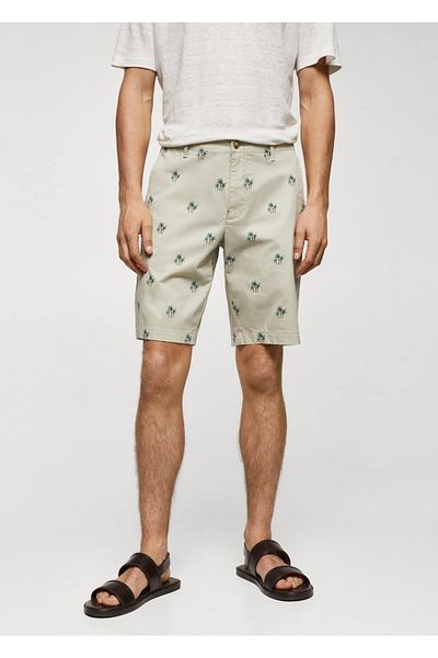 MANGO Man Patterned Cotton Bermuda Shorts