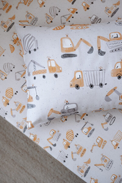 NOU Business Machine Organic Single Fitted Sheet Set - Truck Attack