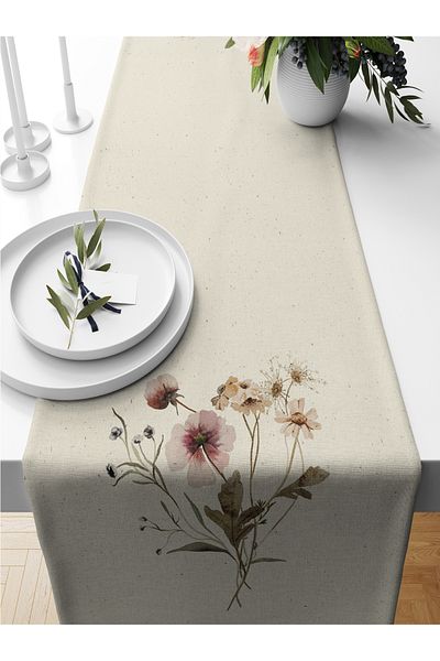 Bertille Home Flower Series 140x40 Cm Digital Printed Runner