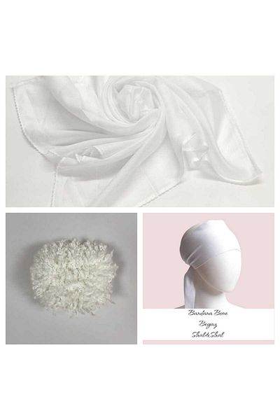 Shalista 3-Piece White Bonesu Set (BANDANA BONE, INNER HEAD COVER, BONE BUCKLE) Bb3white