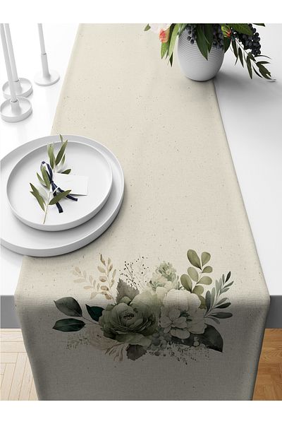 Bertille Home Flower Series 140x40 Cm Digital Printed Runner