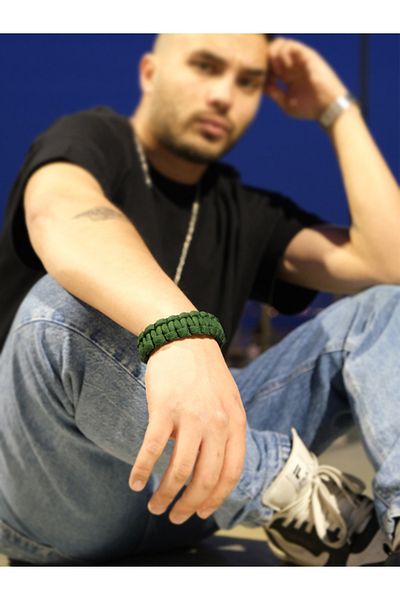 EZG Business Dark Green Macrame Paracord Bracelet - Rope Mountaineer Parachute Model