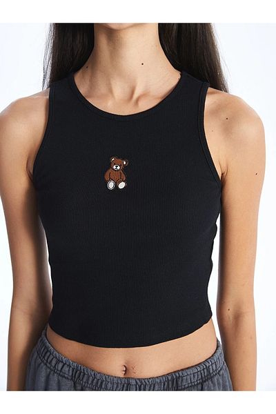 LC Waikiki Κέντημα Λεπτομερές Crew Neck Γυναικείο Crop - XSIDE