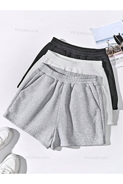 Mhm Women's Black White Gray 3-Pack Combed Cotton Shorts