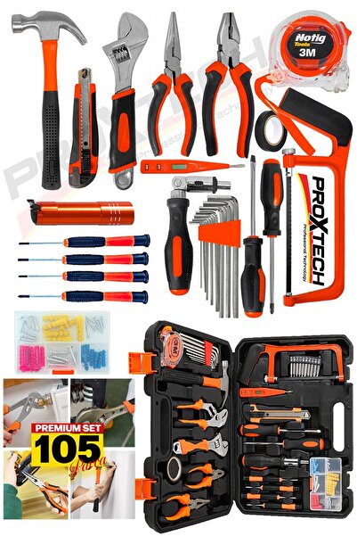 PROXTECH Universal Çok Fonksiyonlu 105 Parçalı Garaj Aracı Mekanik El Aletleri Seti Otomobil Araç Kombo Seti