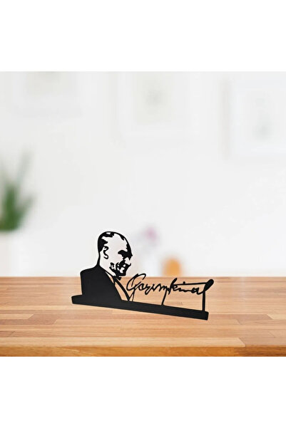 Genel Markalar - Ahşap Masa Üstü Dekor Atatürk Görseli ve İmzası