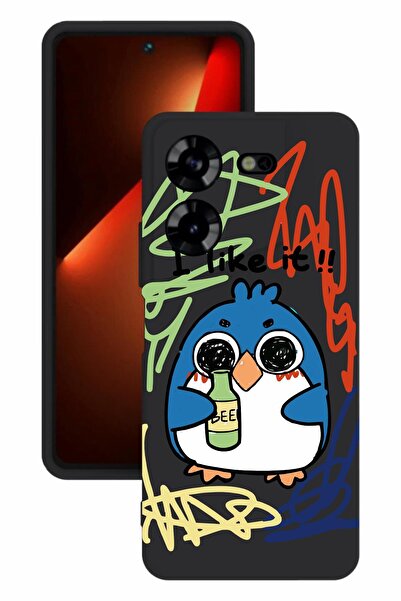 TECNO حافظة سيليكون سوداء اللون مطبوعة وحماية للكاميرا من Pova 5