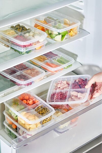 Hayveys 4 Compartment Plastic Transparent Storage Container with Lid