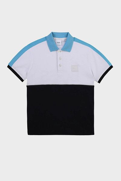 Hugo Boss Cotton Kids Polo Neck T Shirt POLO NECK T SHIRT 25L24/N68 WHITE NAVY