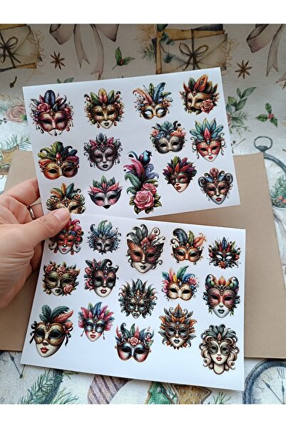 Pink Swan Craft مجموعة ملصقات أقنعة الحفلات الراقصة الفيكتورية الزهرية الكلاسيكية، مجلة رصاصة، ملصقات مخططة