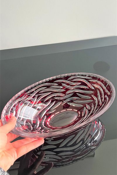 DECOSTYLE Decorated Colorized Oval Glass Gondola Bowl Chocolate Salad Bowl