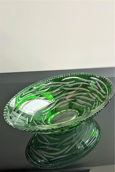 DECOSTYLE Decorated Colorized Oval Glass Gondola Bowl Chocolate Salad Bowl