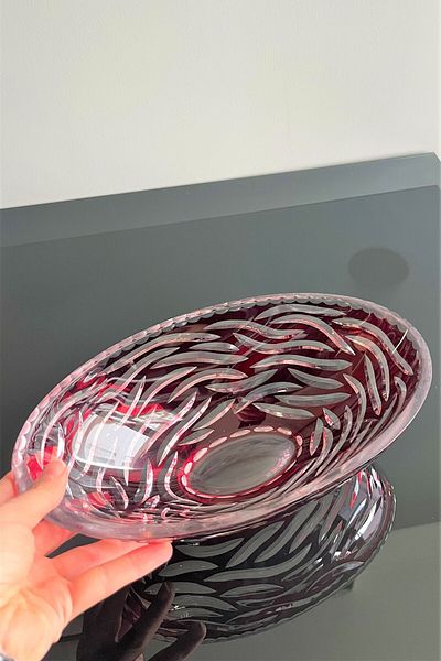 DECOSTYLE Decorated Colorized Oval Glass Gondola Bowl Chocolate Salad Bowl