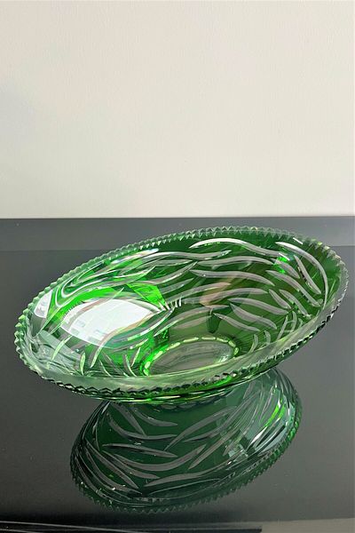 DECOSTYLE Decorated Colorized Oval Glass Gondola Bowl Chocolate Salad Bowl