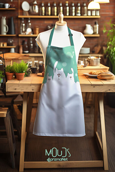 Moud's مريلة مطبخ من القماش السويدي بتصميم عصابة القطط، مريلة للطهي، مريلة للنادل، مريلة للمطاعم