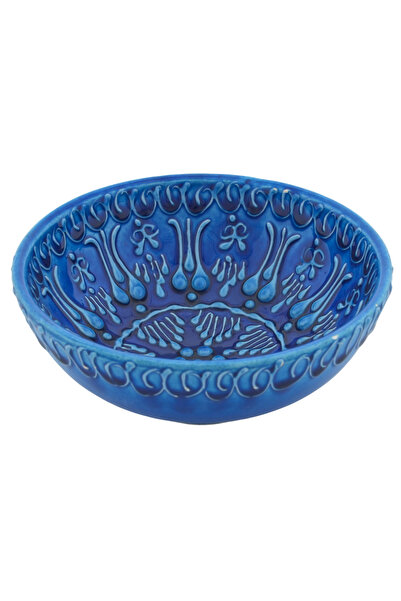 HitDukkan Çini Seramik Mavi El Yapımı Şık Dekoratif Kase Çerezlik (5cmx12cm) NO1