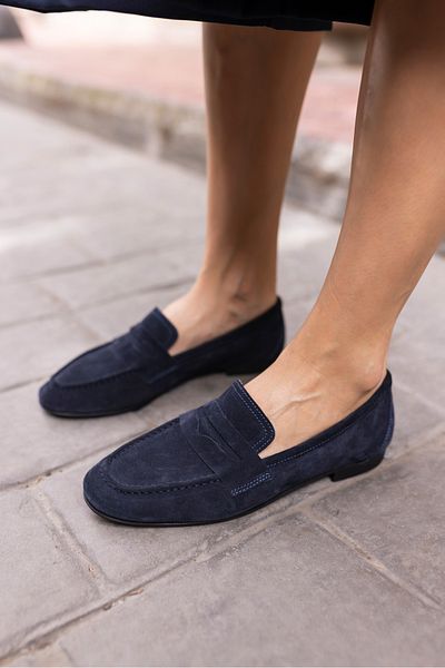 ANGELİNA JONES PANTOFI OTTON FEMEI ALBASTRU ÎNCHIS REAL SUET LOAFER