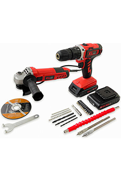 KLPRO Kl Eco 18v/1.5 Ah Çift Akülü Darbeli Matkap 750w Avuç Taşlama 23 Parça Aksesuar Ketm1875