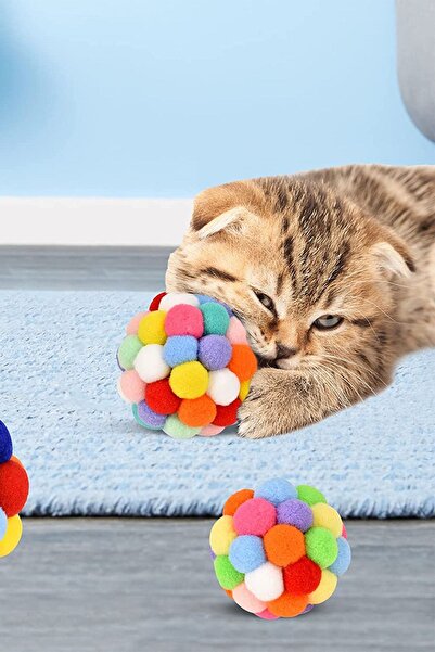 Factorial Kedi Sakinleştirici Oyuncakl Peluş 1 Adet Kedi Topu Evcil Hayvan Oy...