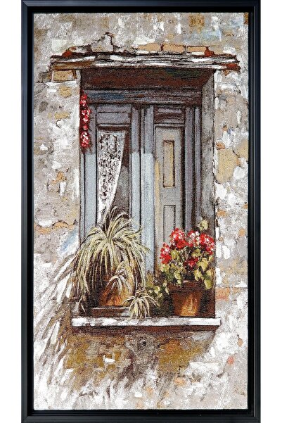 Niva Artistic Series-S12 Woven Tapestry - Window, Flower and Flower Pot Fabric