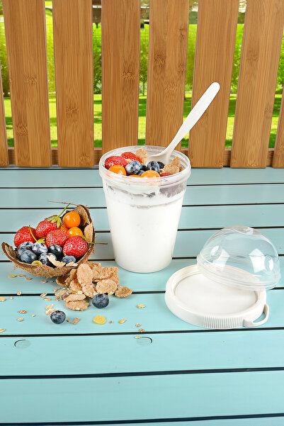 Emofom Take'n Go 600 Ml Yogurt Container with Lid and Spoon & Nutrition Container & Lunch Box