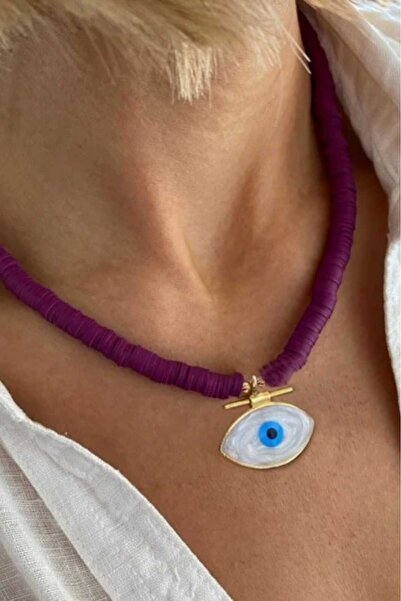 ESUSO قلادة على شكل عين فيمو - قلادة نسائية وخرز