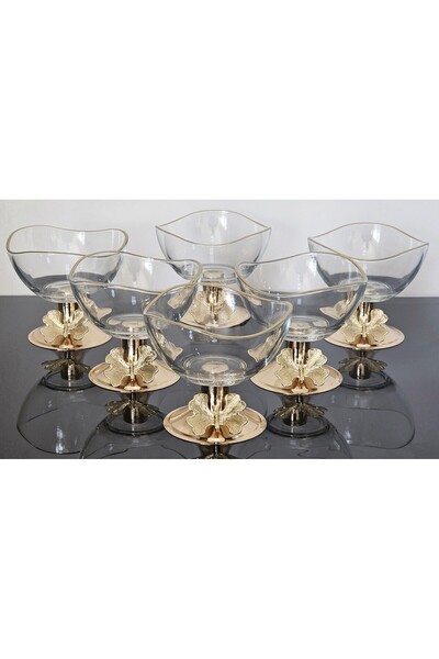 atabey home 6'lı Kase Büyük Kelebek Ayaklı Büyük Kase & Çerezlik & Magnolia Kase