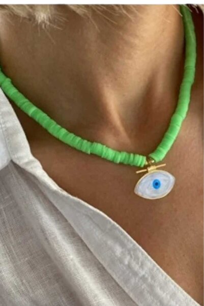 ESUSO قلادة على شكل عين فيمو - قلادة نسائية وخرز