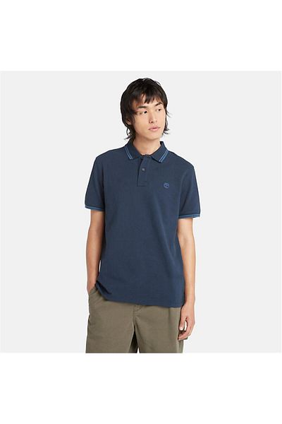 Timberland Tipped Pique Short Sleeve Polo Dark Sapphire Men's T-Shirt
