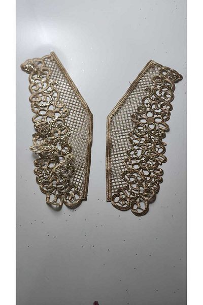 BERKE TUHAFIYE AKSESUAR Length 34cm Width 12cm Front Embroidery Guipure Applique Glitter Double