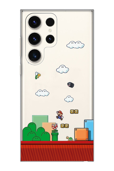 Magic Ring Samsung Galaxy S23 ULTRA Uyumlu Süper Mario Tasarımlı Şeffaf Telef...