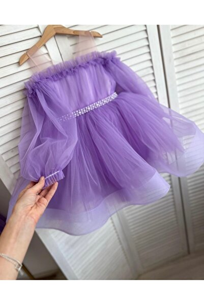 INDRESS STUDIO Kız Çocuk Lila Taşlı Elbise