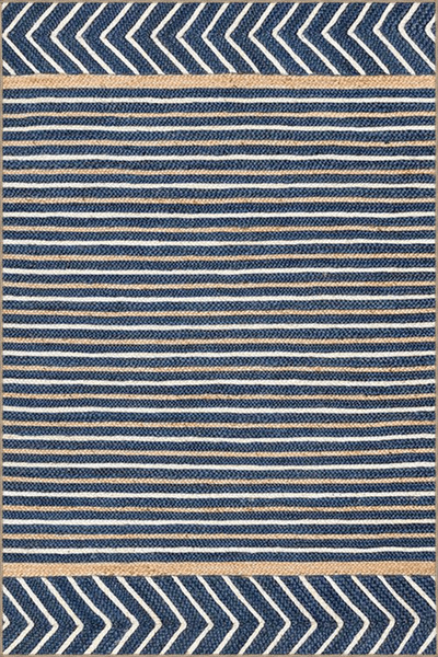 Rugs Modern Halı Lacivert Bej Temalı Geometrik Çizgi Desenli Modern Dekoratif...