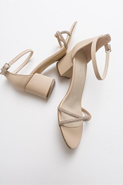 Çaçaroz Ayakkabı Topuklu Büyük Numara Taslı Tek Bant Abiye Ayakkabı