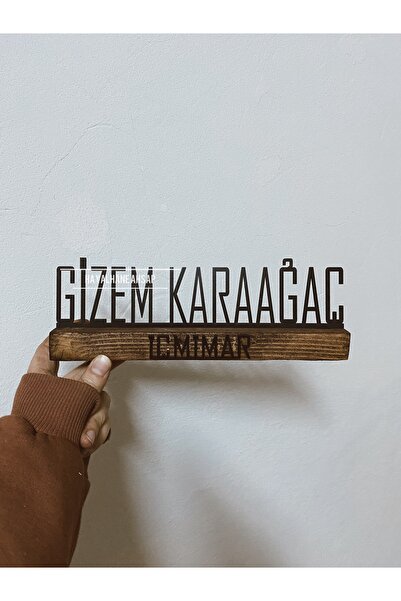 HAYALHANE AHŞAP Masa İsimliği / Ofis Masa İsimliği / Kişiye Özel İsimlik