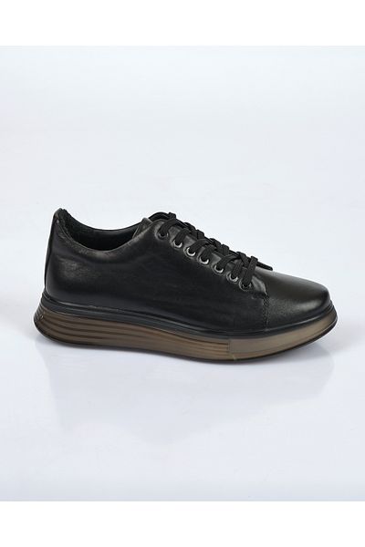 MARCO ROSSİ Marco Rossi Black Men's Leather Sneakers 152-15275