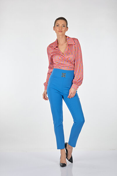 EXPLOSION Штани з підкосами та піднятою талією, сині, жіночі, 221141322