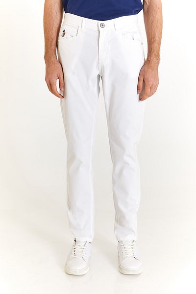 U.S. Polo Assn. ΒΑΣΗ. Polo Assn. Λευκό ανδρικό παντελόνι με κανονική εφαρμογή ίσιο πόδι κανονική μέση 1873679