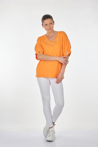 Vedi V-Neck Bat Sleeve Orange Women's Blouse22122028
