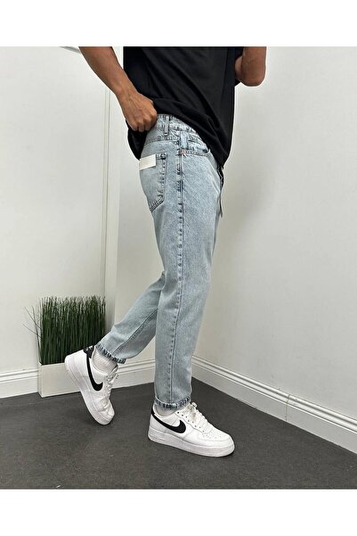 Oliggopol Ανδρικό Ice Blue Boyfriend τζιν παντελόνι με άνετη εφαρμογή