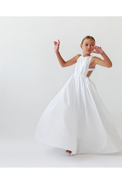 INDRESS STUDIO Λεπτομερές φόρεμα για κορίτσι σε λευκό πίσω μέρος