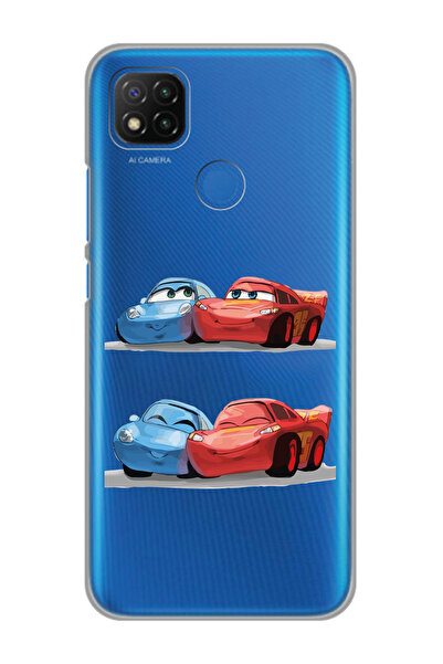 Magic Ring Xiaomi Redmi 9C / 10A Uyumlu Mcqueen ve Sally Tasarımlı Şeffaf Tel...