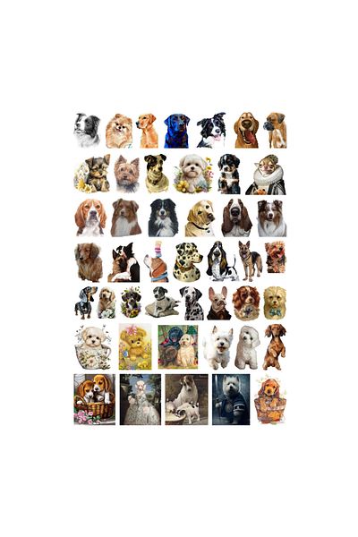Ororabutik Σετ αυτοκόλλητων 45 τεμ. Cute Dogs - Σετ αυτοκόλλητων Scrapbook Bullet Journal